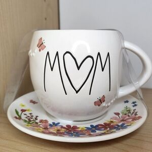 🆕️ Rae Dunn Mom Floral Teacup and Saucer Set